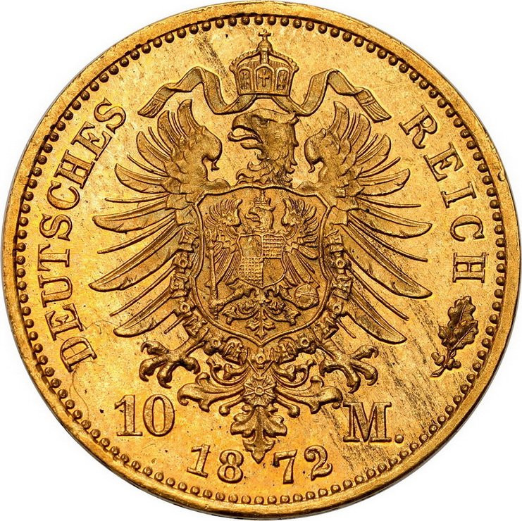 Niemcy. Prusy Wilhelm 10 Marek 1872 A - WYŚMIENITE